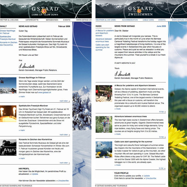 Newsletter gstaad.ch